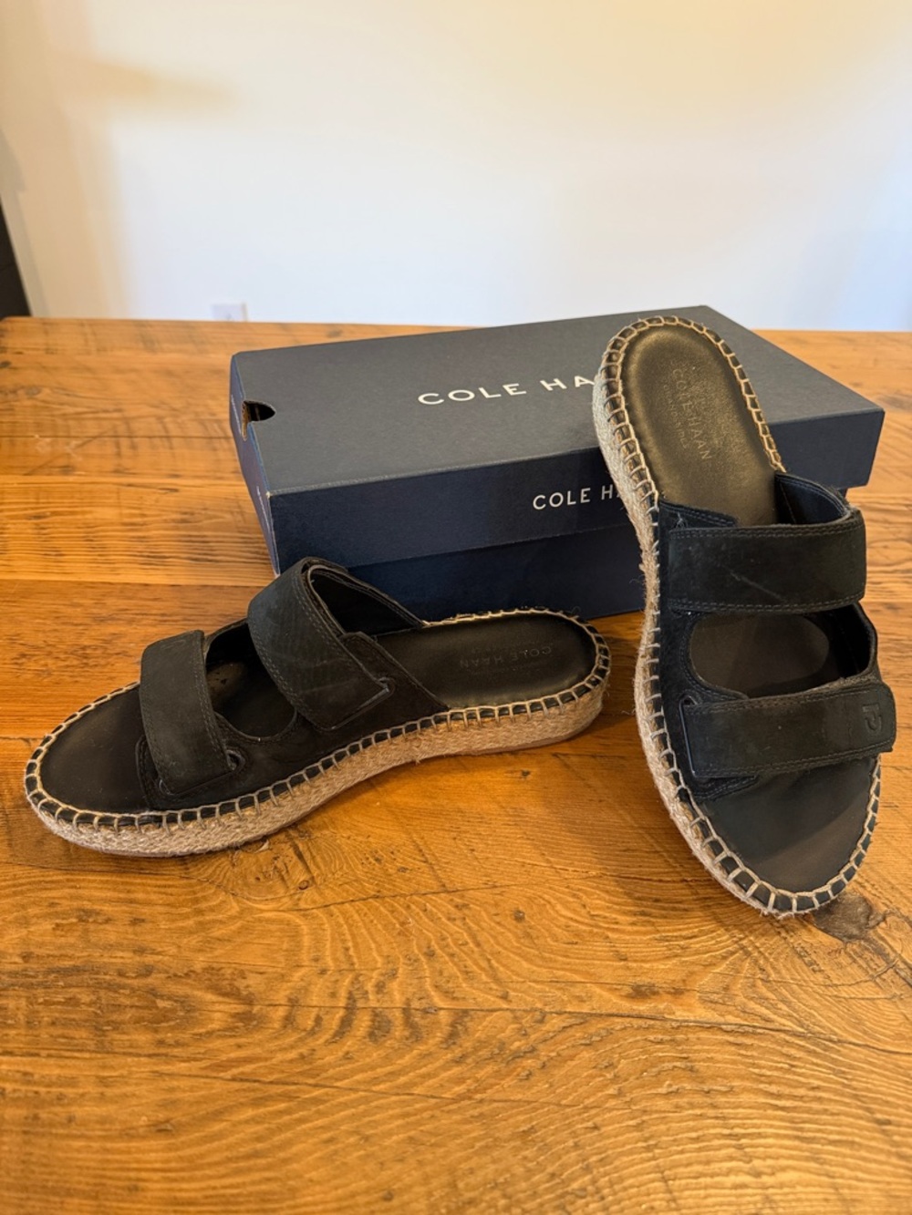 Cole Haan Black Cloud Espadrille Slide Box Label